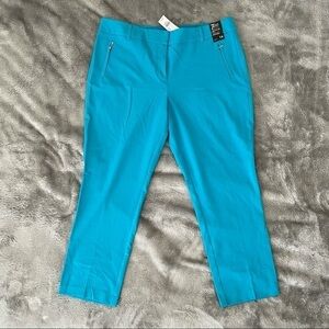 NWT 7th Avenue Signature Fit Slim Ankle Crop Pants Teal Blue Size 14 Career